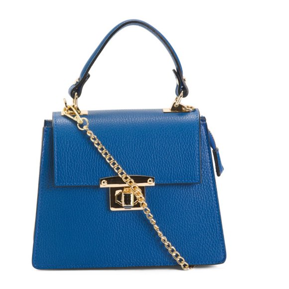 CHEVALItaly Leather Turn Lock Satchel With Chain Shoulder Strap